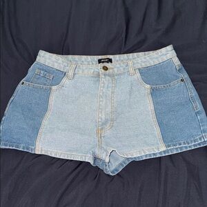 Nasty Gal Color Block Denim Shorts